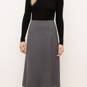 L.L. Bean Made in the USA Gray Maxi Length Elastic Waist Skirt Size Large OGP81